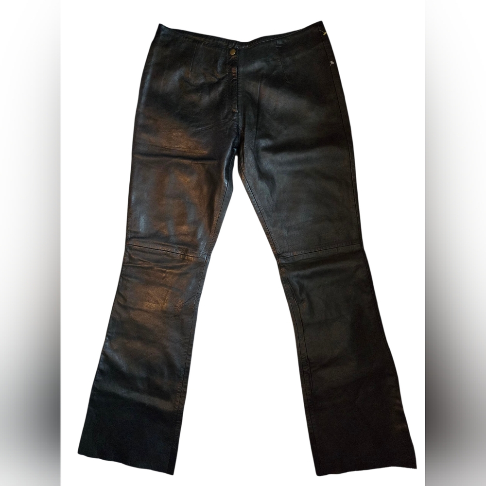 Echtes Leder Womens Black Leather Motorcycle Pants Size 14